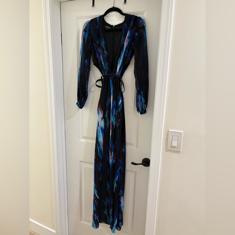 Bebe Black and Blue Long Sleeve romper dress size 6